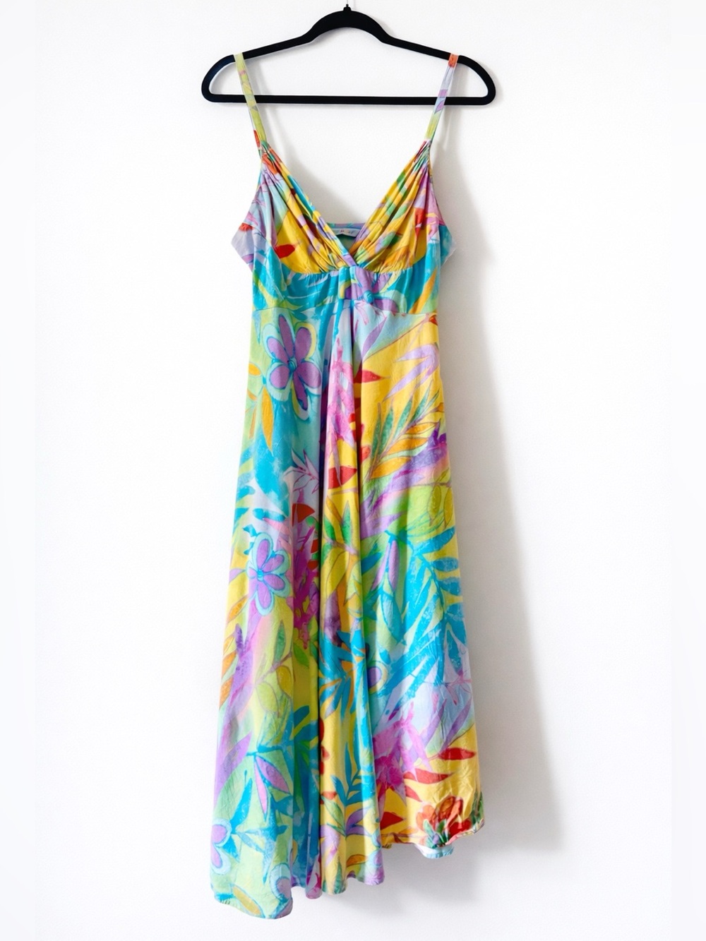 Vintage Jams World Rainbow Garden Art to Wear Empire Waist Midi Dress Size M